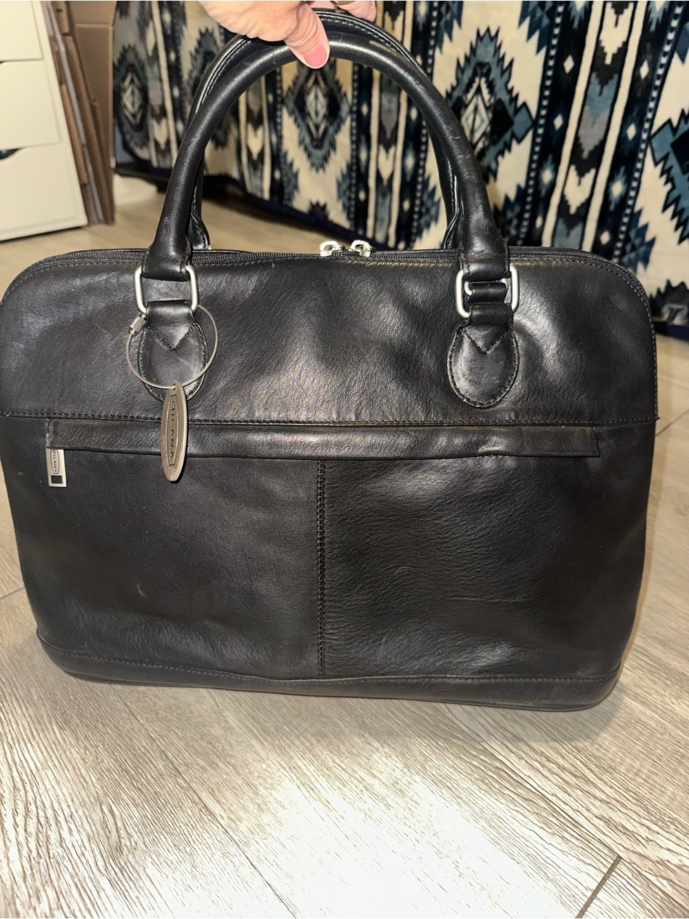 Dilana Black Leather Satchel Briefcase Laptop Messenger Bag